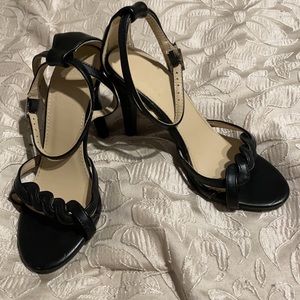 Black SZ 6 Ankle Wrap 4 Inch Open Toe Heel designed by Olho